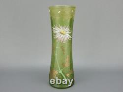 François Théodore Legras Montjoye vase émaillé fleur fond vert Art nouveau gui