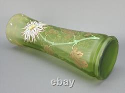 François Théodore Legras Montjoye vase émaillé fleur fond vert Art nouveau gui