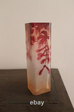 François-Théodore Legras vase à sections carré série Rubis Art Nouveau 1900