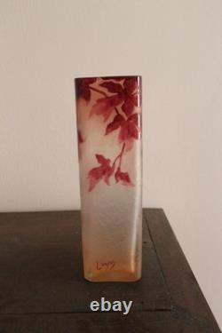 François-Théodore Legras vase à sections carré série Rubis Art Nouveau 1900