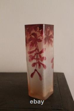François-Théodore Legras vase à sections carré série Rubis Art Nouveau 1900