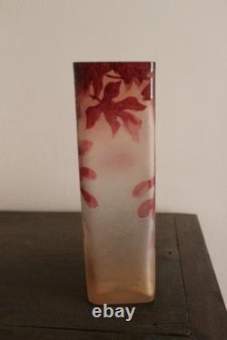 François-Théodore Legras vase à sections carré série Rubis Art Nouveau 1900