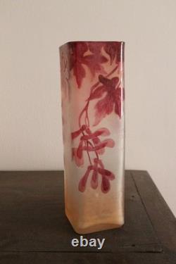 François-Théodore Legras vase à sections carré série Rubis Art Nouveau 1900