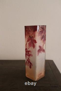 François-Théodore Legras vase à sections carré série Rubis Art Nouveau 1900