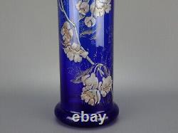François Théodore Legras vase émaillé bleu fleurs collerettes Nancy Art nouveau