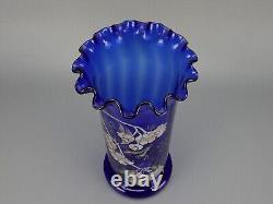François Théodore Legras vase émaillé bleu fleurs collerettes Nancy Art nouveau