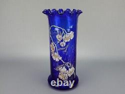 François Théodore Legras vase émaillé bleu fleurs collerettes Nancy Art nouveau