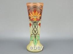François Théodore Legras vase émaillé cornet fleur pivoine Art nouveau Printemps