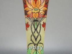 François Théodore Legras vase émaillé cornet fleur pivoine Art nouveau Printemps