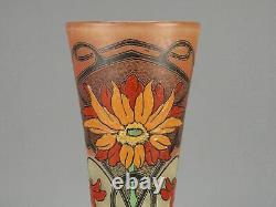 François Théodore Legras vase émaillé cornet fleur pivoine Art nouveau Printemps