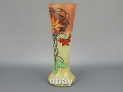 François Théodore Legras vase émaillé cornet fleur pivoine Art nouveau Printemps