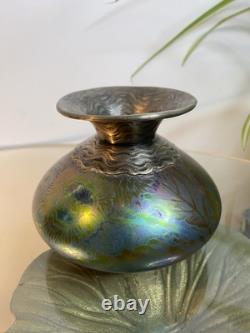 Frédéric Danton Argent Massif Minerve Vase Art Nouveau Irisé