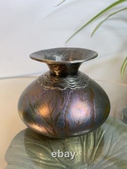 Frédéric Danton Argent Massif Minerve Vase Art Nouveau Irisé