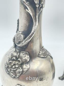Frenais Armand & Paire De Vases & Art Nouveau & Métal Argenté
