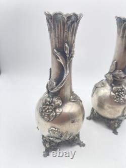 Frenais Armand & Paire De Vases & Art Nouveau & Métal Argenté