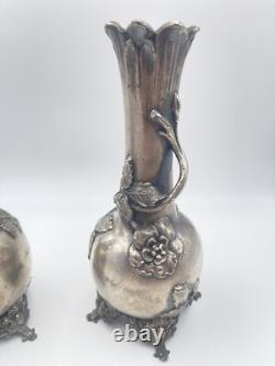 Frenais Armand & Paire De Vases & Art Nouveau & Métal Argenté