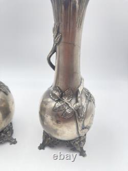 Frenais Armand & Paire De Vases & Art Nouveau & Métal Argenté