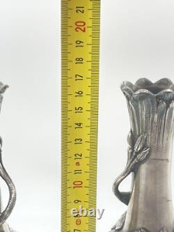 Frenais Armand & Paire De Vases & Art Nouveau & Métal Argenté