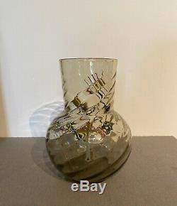 GALLE Superbe vase en verre emaille decor aux Chardons Art Nouveau