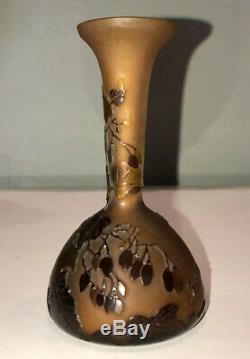 GALLÉ Vase En Verre Multicouches Signé. Art Nouveau
