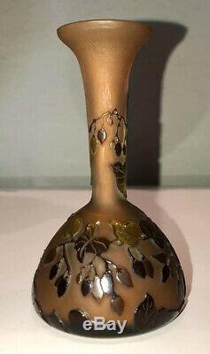 GALLÉ Vase En Verre Multicouches Signé. Art Nouveau