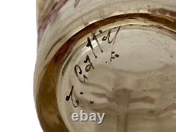 GALLÉ Vase Miniature Verre à Liqueur Émaillé Croix Lorraine Chardon Art Nouveau