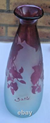 GALLE Vase en pâte de verre multicouche Art Nouveau dégagé à l'acide
