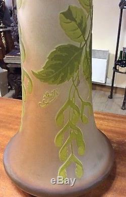 GALLÉ emile art nouveau nancy grand vase pate de verre H 54cm
