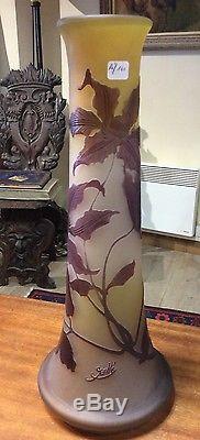 GALLÉ emile nancy art nouveau grand vase pate de verre H 45cm