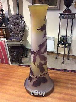 GALLÉ emile nancy art nouveau grand vase pate de verre H 45cm