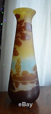 Grand Vase D'emile Gallé D'époque Art Nouveau Original
