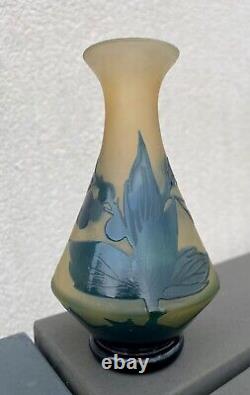 G Raspiller Vase Art Nouveau Verre Multicouche Dégagé Acide Ancien