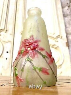 Gabriel Argy-Rousseau Petit Vase En Pate De Verre, Decor De Fleurs Art Nouveau