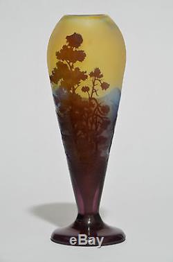 Gallé vase'Paysage alpin' Art Nouveau verre 1900