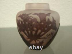 Gallé vase en verre gravé à l'acide Art Nouveau 1900