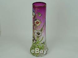 Gand vase émaillé Montjoye Legras pensées Art Nouveau enameled glass c1920