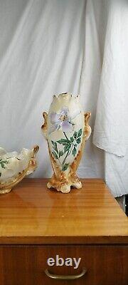 Garniture de Cheminée en Faïence K et G Lunéville France Art Nouveau début XXème
