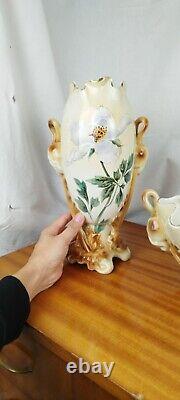 Garniture de Cheminée en Faïence K et G Lunéville France Art Nouveau début XXème