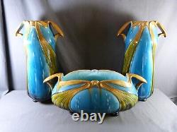 Garniture de cheminée Art Nouveau Faïence ORCHIES 3 vases OLD L'Herminé-Declercq
