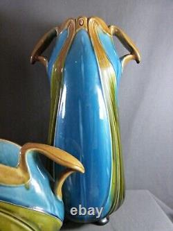 Garniture de cheminée Art Nouveau Faïence ORCHIES 3 vases OLD L'Herminé-Declercq