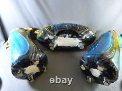 Garniture de cheminée Art Nouveau Faïence ORCHIES 3 vases OLD L'Herminé-Declercq