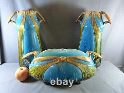Garniture de cheminée Art Nouveau Faïence ORCHIES 3 vases OLD L'Herminé-Declercq