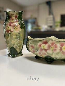 Garniture de cheminée Art Nouveau en Barbotine De St Clément. Keller Et Guerin