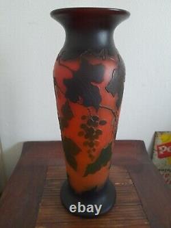 Germain Raspiller vase art nouveau dégagé a l acide atelier emile galle 45cm
