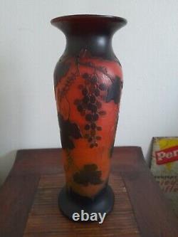 Germain Raspiller vase art nouveau dégagé a l acide atelier emile galle 45cm