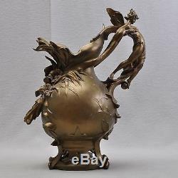Grand Art nouveau Vase / Cruche, figurative avec Ange, sign. Anton R. Nelson
