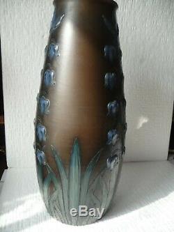 Grand Et Rare Vase Sarreguemines En Gres Art Nouveau Attribue A Victor Kremer