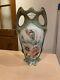 Grand Vase 1900 Céramique Art nouveau barbotine décor Floral Ancien coquelicots