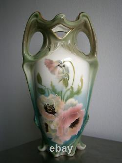 Grand Vase 1900 Céramique Art nouveau décor Floral Ancien