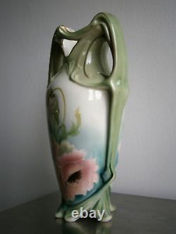 Grand Vase 1900 Céramique Art nouveau décor Floral Ancien